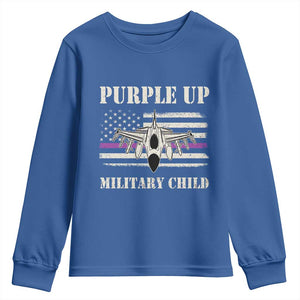 Purple Up For Military Kids Youth Sweatshirt Month of Military Child Kids Air Force US Flag TS02 Royal Blue Print Your Wear