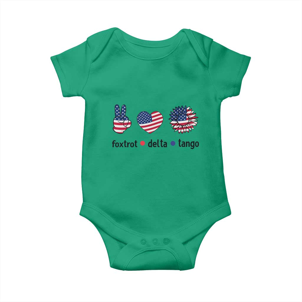 Funny Foxtrots Delta Tangos Baby Onesie American Flag Peace Sign Heart Sunflower TS02 Irish Green Print Your Wear