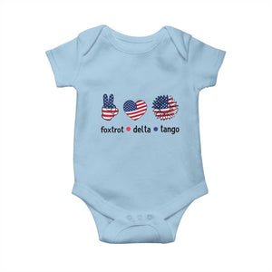 Funny Foxtrots Delta Tangos Baby Onesie American Flag Peace Sign Heart Sunflower TS02 Light Blue Print Your Wear