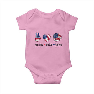 Funny Foxtrots Delta Tangos Baby Onesie American Flag Peace Sign Heart Sunflower TS02 Light Pink Print Your Wear