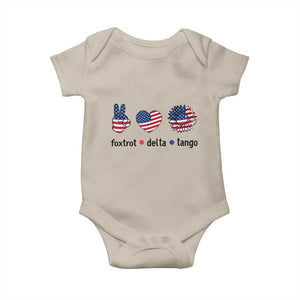 Funny Foxtrots Delta Tangos Baby Onesie American Flag Peace Sign Heart Sunflower TS02 Sand Print Your Wear