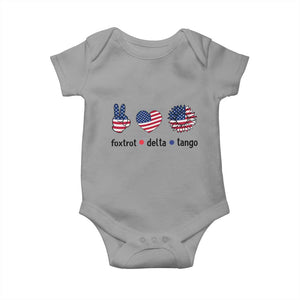 Funny Foxtrots Delta Tangos Baby Onesie American Flag Peace Sign Heart Sunflower TS02 Sport Gray Print Your Wear