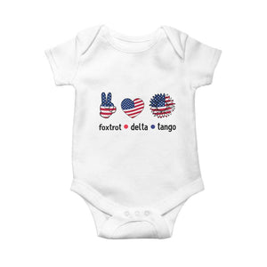 Funny Foxtrots Delta Tangos Baby Onesie American Flag Peace Sign Heart Sunflower TS02 White Print Your Wear