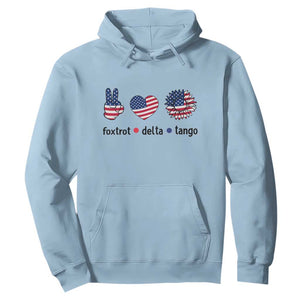 Funny Foxtrots Delta Tangos Hoodie American Flag Peace Sign Heart Sunflower TS02 Light Blue Print Your Wear