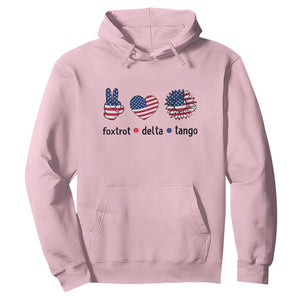 Funny Foxtrots Delta Tangos Hoodie American Flag Peace Sign Heart Sunflower TS02 Light Pink Print Your Wear