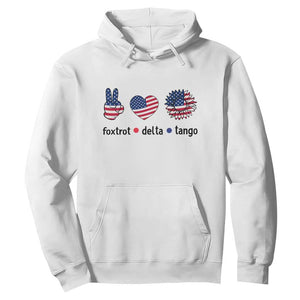 Funny Foxtrots Delta Tangos Hoodie American Flag Peace Sign Heart Sunflower TS02 White Print Your Wear
