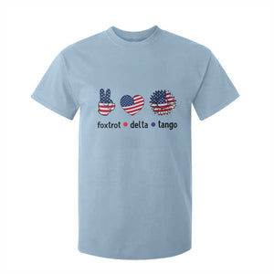 Funny Foxtrots Delta Tangos T Shirt For Kid American Flag Peace Sign Heart Sunflower TS02 Light Blue Print Your Wear