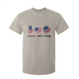 Funny Foxtrots Delta Tangos T Shirt For Kid American Flag Peace Sign Heart Sunflower TS02 Sand Print Your Wear