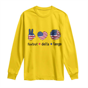 Funny Foxtrots Delta Tangos Long Sleeve Shirt American Flag Peace Sign Heart Sunflower TS02 Daisy Print Your Wear