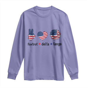 Funny Foxtrots Delta Tangos Long Sleeve Shirt American Flag Peace Sign Heart Sunflower TS02 Violet Print Your Wear