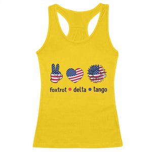 Funny Foxtrots Delta Tangos Racerback Tank Top American Flag Peace Sign Heart Sunflower TS02 Daisy Print Your Wear