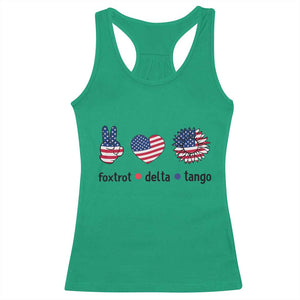 Funny Foxtrots Delta Tangos Racerback Tank Top American Flag Peace Sign Heart Sunflower TS02 Irish Green Print Your Wear