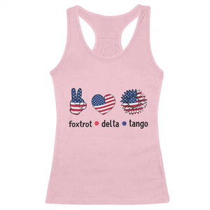 Funny Foxtrots Delta Tangos Racerback Tank Top American Flag Peace Sign Heart Sunflower TS02 Light Pink Print Your Wear