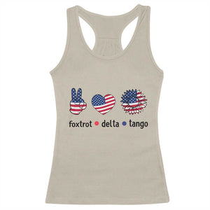 Funny Foxtrots Delta Tangos Racerback Tank Top American Flag Peace Sign Heart Sunflower TS02 Sand Print Your Wear