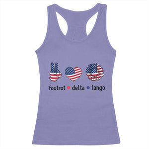 Funny Foxtrots Delta Tangos Racerback Tank Top American Flag Peace Sign Heart Sunflower TS02 Violet Print Your Wear