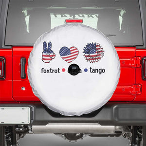 Funny Foxtrots Delta Tangos Spare Tire Cover American Flag Peace Sign Heart Sunflower TS02 White Print Your Wear