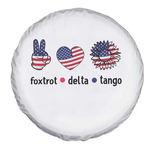 Funny Foxtrots Delta Tangos Spare Tire Cover American Flag Peace Sign Heart Sunflower TS02 Print Your Wear