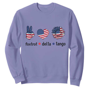 Funny Foxtrots Delta Tangos Sweatshirt American Flag Peace Sign Heart Sunflower TS02 Violet Print Your Wear