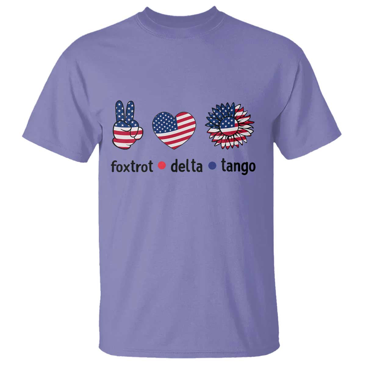 Funny Foxtrots Delta Tangos T Shirt American Flag Peace Sign Heart Sunflower TS02 Violet Print Your Wear
