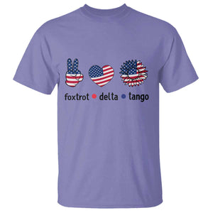 Funny Foxtrots Delta Tangos T Shirt American Flag Peace Sign Heart Sunflower TS02 Violet Print Your Wear