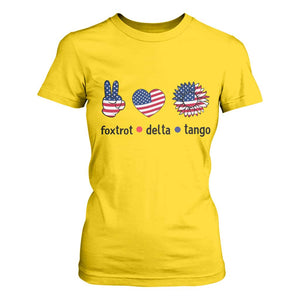 Funny Foxtrots Delta Tangos T Shirt For Women American Flag Peace Sign Heart Sunflower TS02 Daisy Print Your Wear