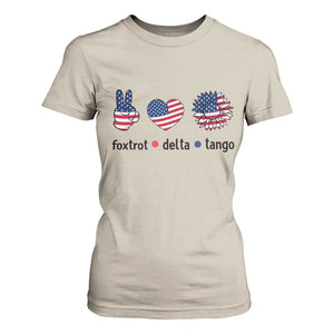 Funny Foxtrots Delta Tangos T Shirt For Women American Flag Peace Sign Heart Sunflower TS02 Sand Print Your Wear