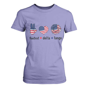 Funny Foxtrots Delta Tangos T Shirt For Women American Flag Peace Sign Heart Sunflower TS02 Violet Print Your Wear