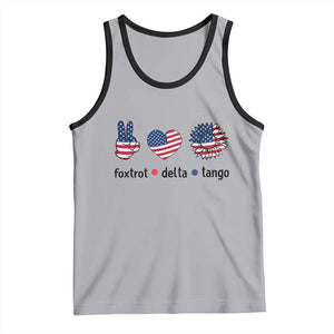 Funny Foxtrots Delta Tangos Tank Top American Flag Peace Sign Heart Sunflower TS02 Athletic Heather Black Print Your Wear