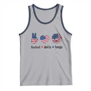 Funny Foxtrots Delta Tangos Tank Top American Flag Peace Sign Heart Sunflower TS02 Athletic Heather Navy Print Your Wear