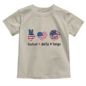 Funny Foxtrots Delta Tangos Toddler T Shirt American Flag Peace Sign Heart Sunflower TS02 Sand Print Your Wear