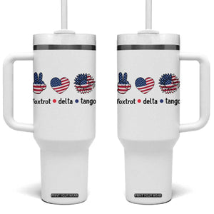 Funny Foxtrots Delta Tangos Tumbler With Handle American Flag Peace Sign Heart Sunflower TS02 One Size: 40 oz White Print Your Wear