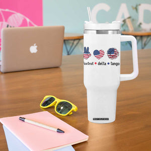 Funny Foxtrots Delta Tangos Tumbler With Handle American Flag Peace Sign Heart Sunflower TS02 Print Your Wear