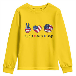 Funny Foxtrots Delta Tangos Youth Sweatshirt American Flag Peace Sign Heart Sunflower TS02 Daisy Print Your Wear