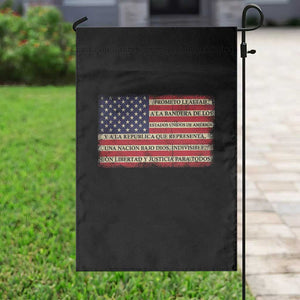 Spanish Pledge of Allegiance USA Flag Vintage Patriotic Graphic Garden Flag American Patriot Promesa de Lealtad TS02 Print Your Wear