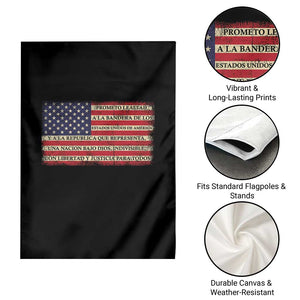 Spanish Pledge of Allegiance USA Flag Vintage Patriotic Graphic Garden Flag American Patriot Promesa de Lealtad TS02 Print Your Wear
