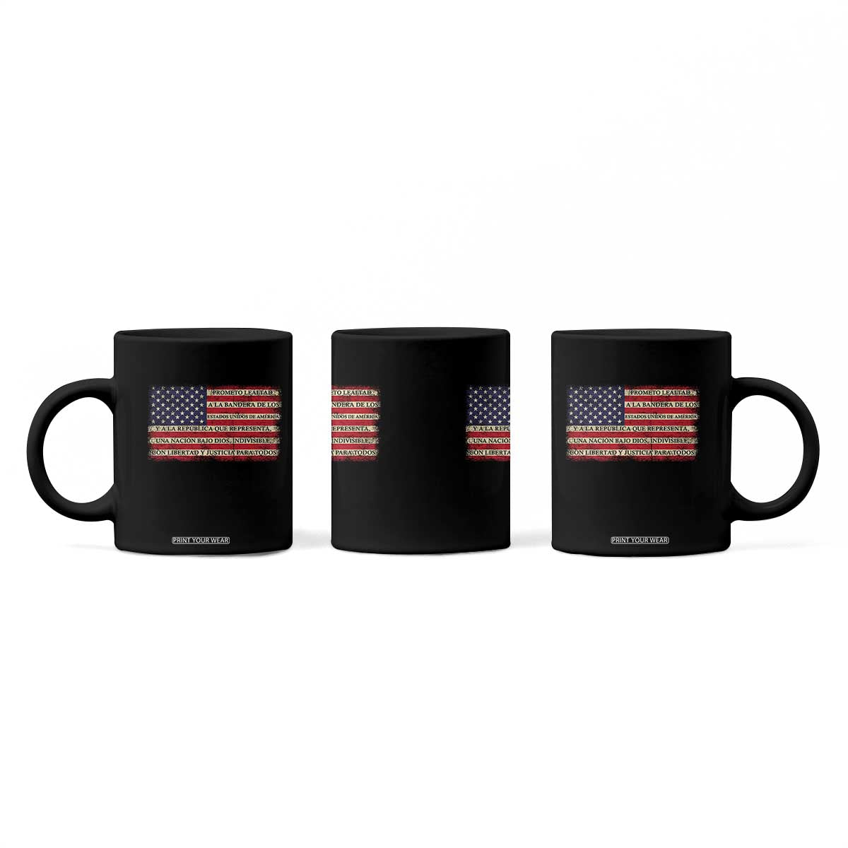Spanish Pledge of Allegiance USA Flag Vintage Patriotic Graphic Coffee Mug American Patriot Promesa de Lealtad TS02 Print Your Wear