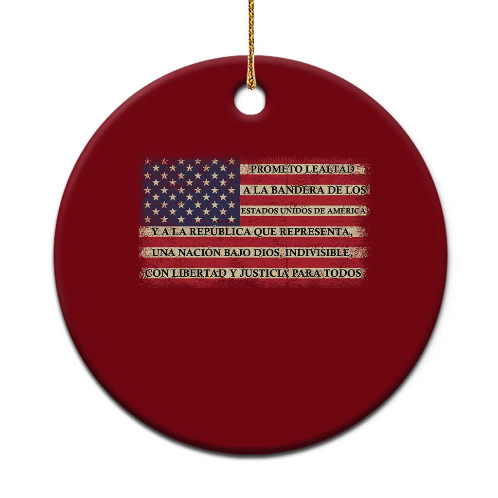 Spanish Pledge of Allegiance USA Flag Vintage Patriotic Graphic Ceramic Ornament American Patriot Promesa de Lealtad TS02 1pc Red Print Your Wear