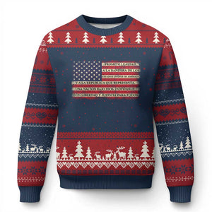 Spanish Pledge of Allegiance USA Flag Vintage Patriotic Graphic Ugly Christmas Sweater American Patriot Promesa de Lealtad TS02 Navy Red Print Your Wear