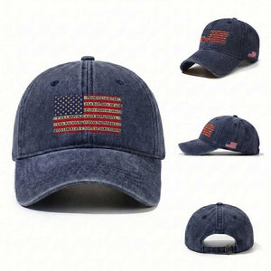 Spanish Pledge of Allegiance USA Flag Vintage Patriotic Graphic Washed Cotton Baseball Cap American Patriot Promesa de Lealtad TS02 Washed Cap Universal Fit Navy Print Your Wear