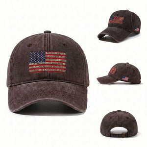 Spanish Pledge of Allegiance USA Flag Vintage Patriotic Graphic Washed Cotton Baseball Cap American Patriot Promesa de Lealtad TS02 Washed Cap Universal Fit Dark Brown Print Your Wear