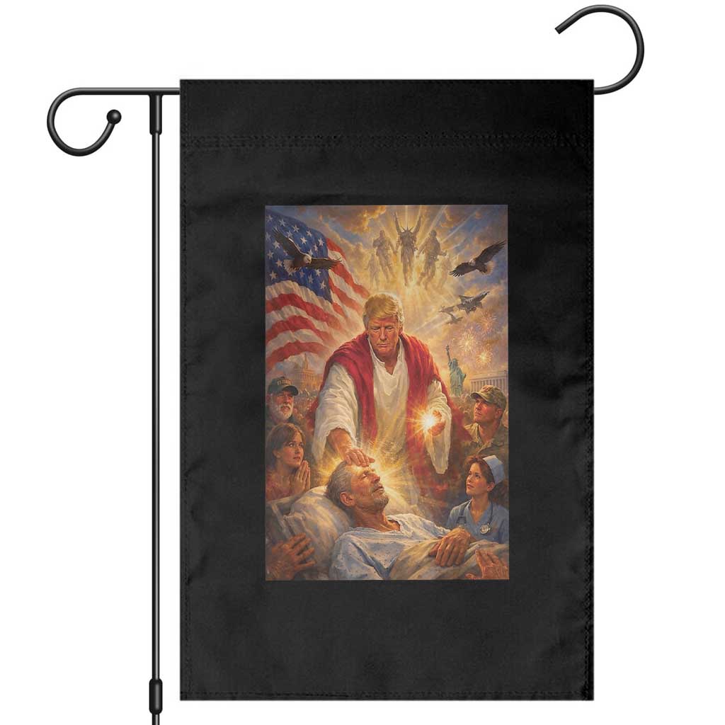 Trump The Healer Oil Painting Graphic Garden Flag Sacred Heart Divine Mercy Political Parody TS02 Black Print Your Wear