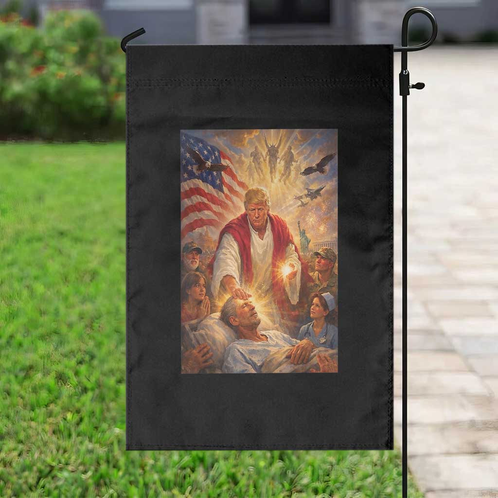 Trump The Healer Oil Painting Graphic Garden Flag Sacred Heart Divine Mercy Political Parody TS02 Print Your Wear