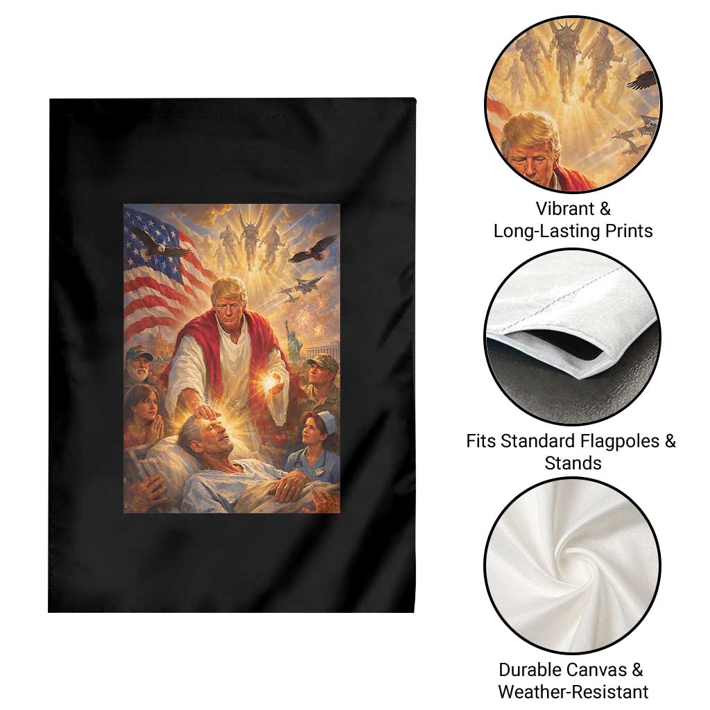 Trump The Healer Oil Painting Graphic Garden Flag Sacred Heart Divine Mercy Political Parody TS02 Print Your Wear
