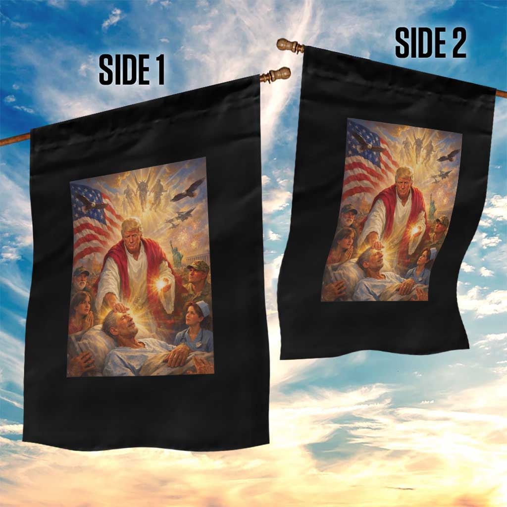 Trump The Healer Oil Painting Graphic Garden Flag Sacred Heart Divine Mercy Political Parody TS02 Print Your Wear