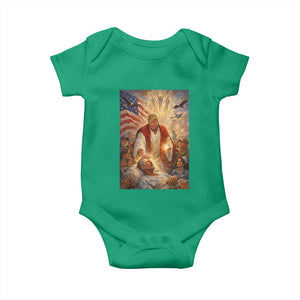 Trump The Healer Oil Painting Graphic Baby Onesie Sacred Heart Divine Mercy Political Parody TS02 Irish Green Print Your Wear