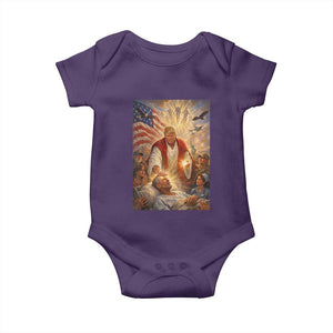 Trump The Healer Oil Painting Graphic Baby Onesie Sacred Heart Divine Mercy Political Parody TS02 Purple Print Your Wear