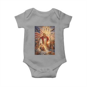 Trump The Healer Oil Painting Graphic Baby Onesie Sacred Heart Divine Mercy Political Parody TS02 Sport Gray Print Your Wear