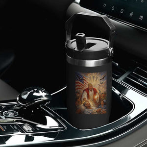 Trump The Healer Oil Painting Graphic Flip Straw Tumbler Sacred Heart Divine Mercy Political Parody TS02 Print Your Wear