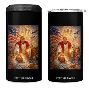 Trump The Healer Oil Painting Graphic 4 in 1 Can Cooler Tumbler Sacred Heart Divine Mercy Political Parody TS02 One Size: 16 oz Black Print Your Wear