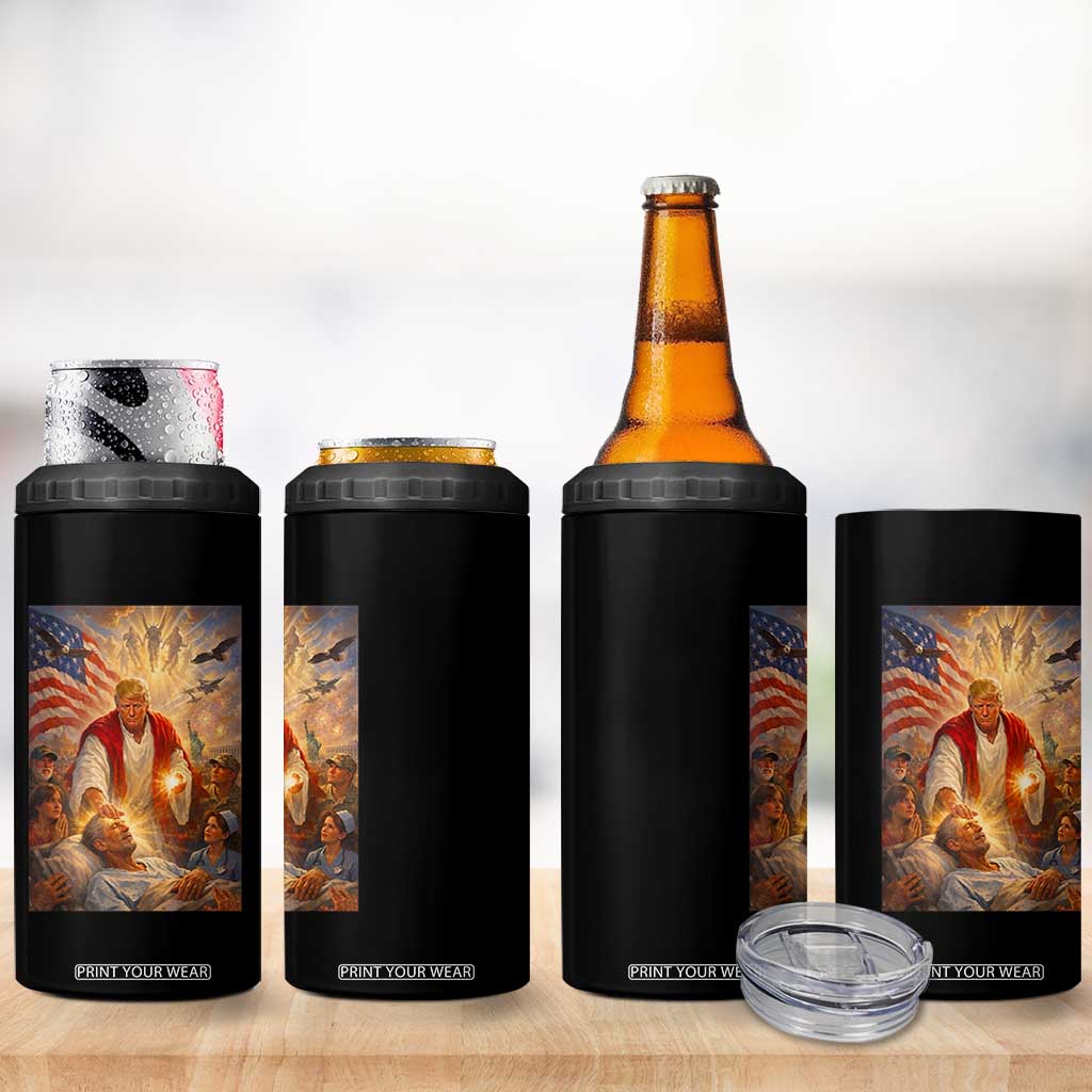 Trump The Healer Oil Painting Graphic 4 in 1 Can Cooler Tumbler Sacred Heart Divine Mercy Political Parody TS02 Print Your Wear